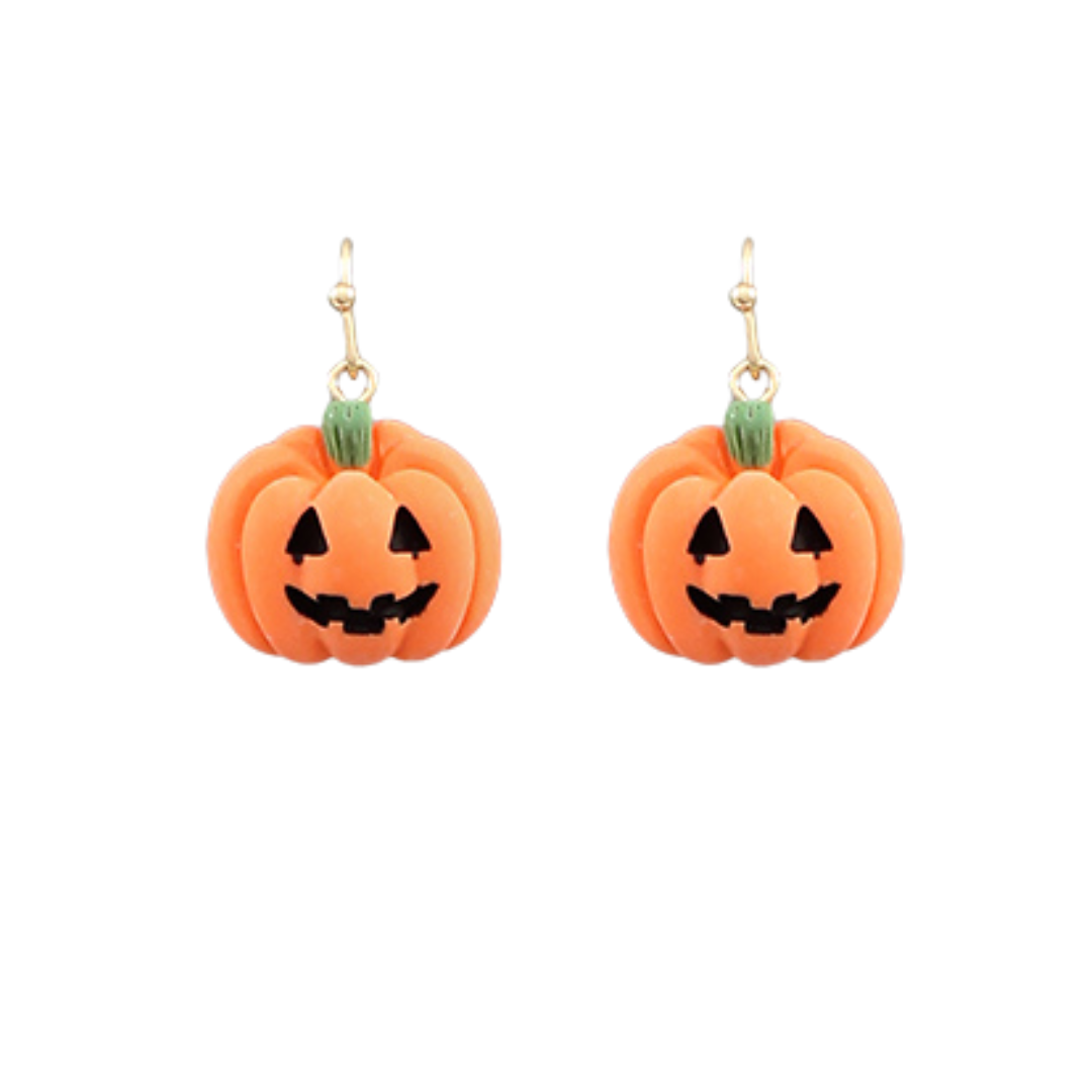 Jack-O-Lantern Clay Earrings