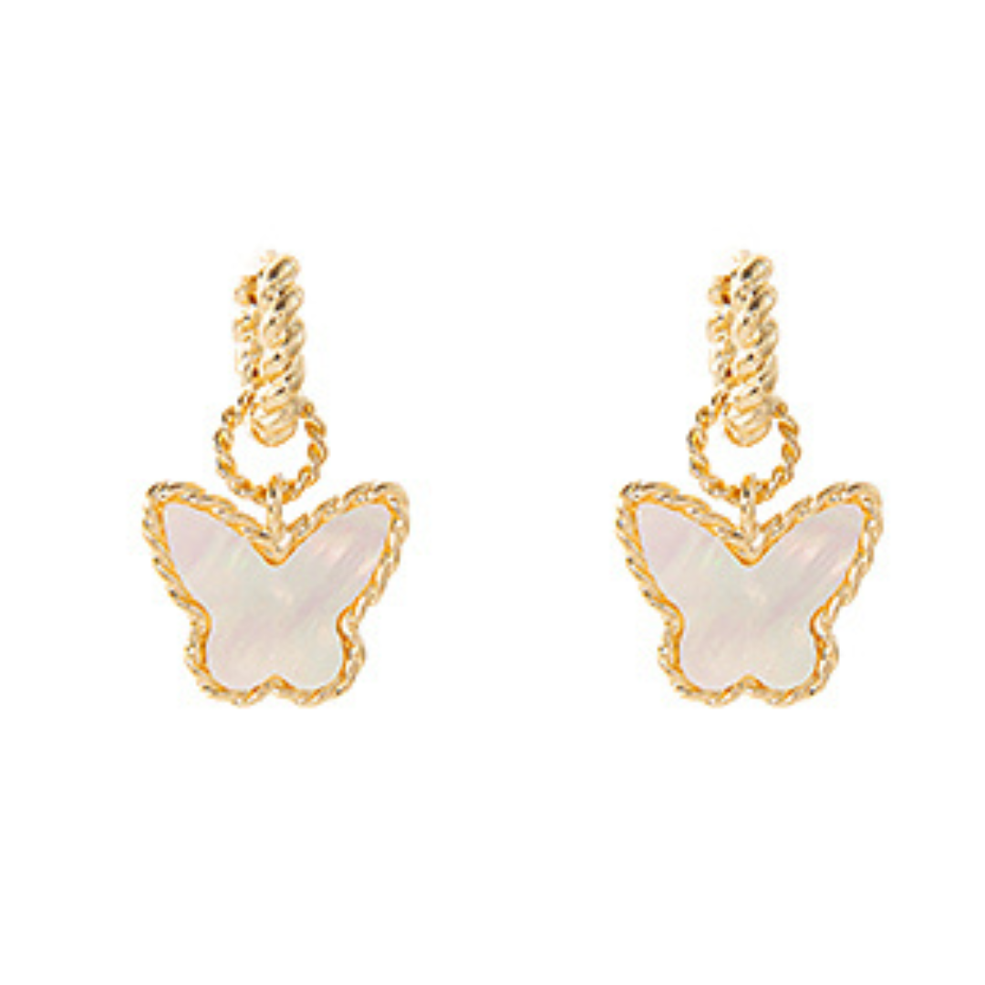 Enamel Butterfly Huggie Hoop Earrings