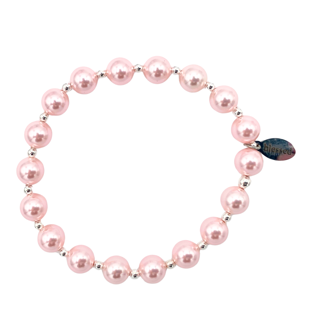 Count Your Blessings Bracelet 8MM Pink Pearls/Sterling Beads