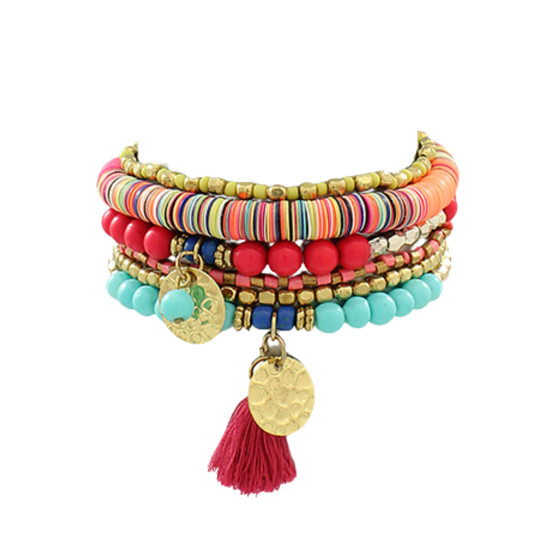Boho Tassel Six Strand Bracelet