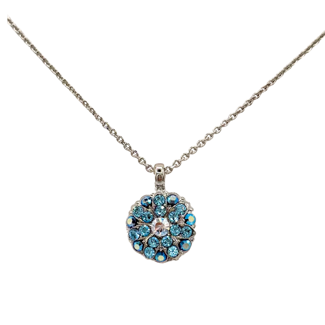 Mariana Guardian Angel Necklace Bay Blue on Rhodium