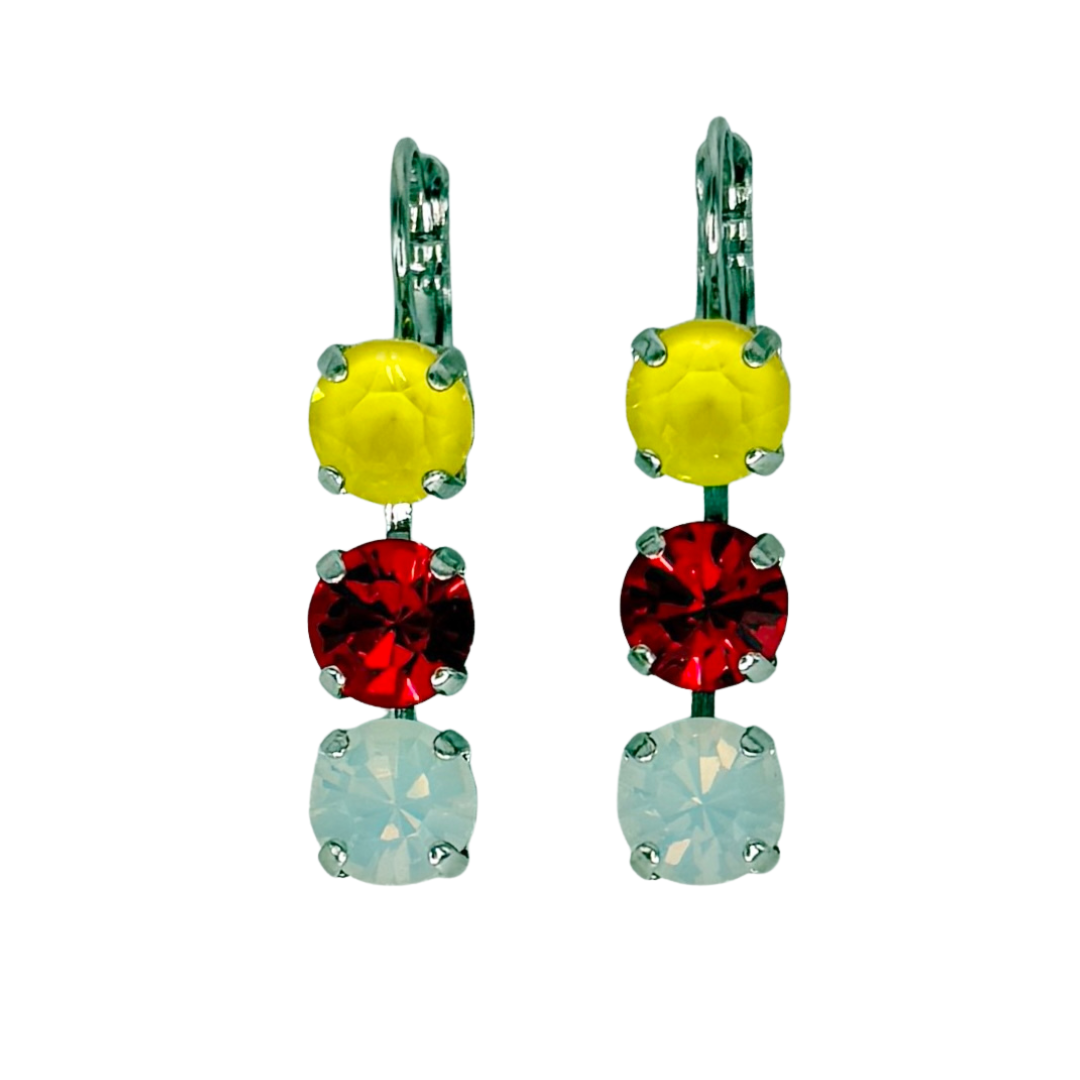 Mariana Earring Triple Drop Football on Rhodium