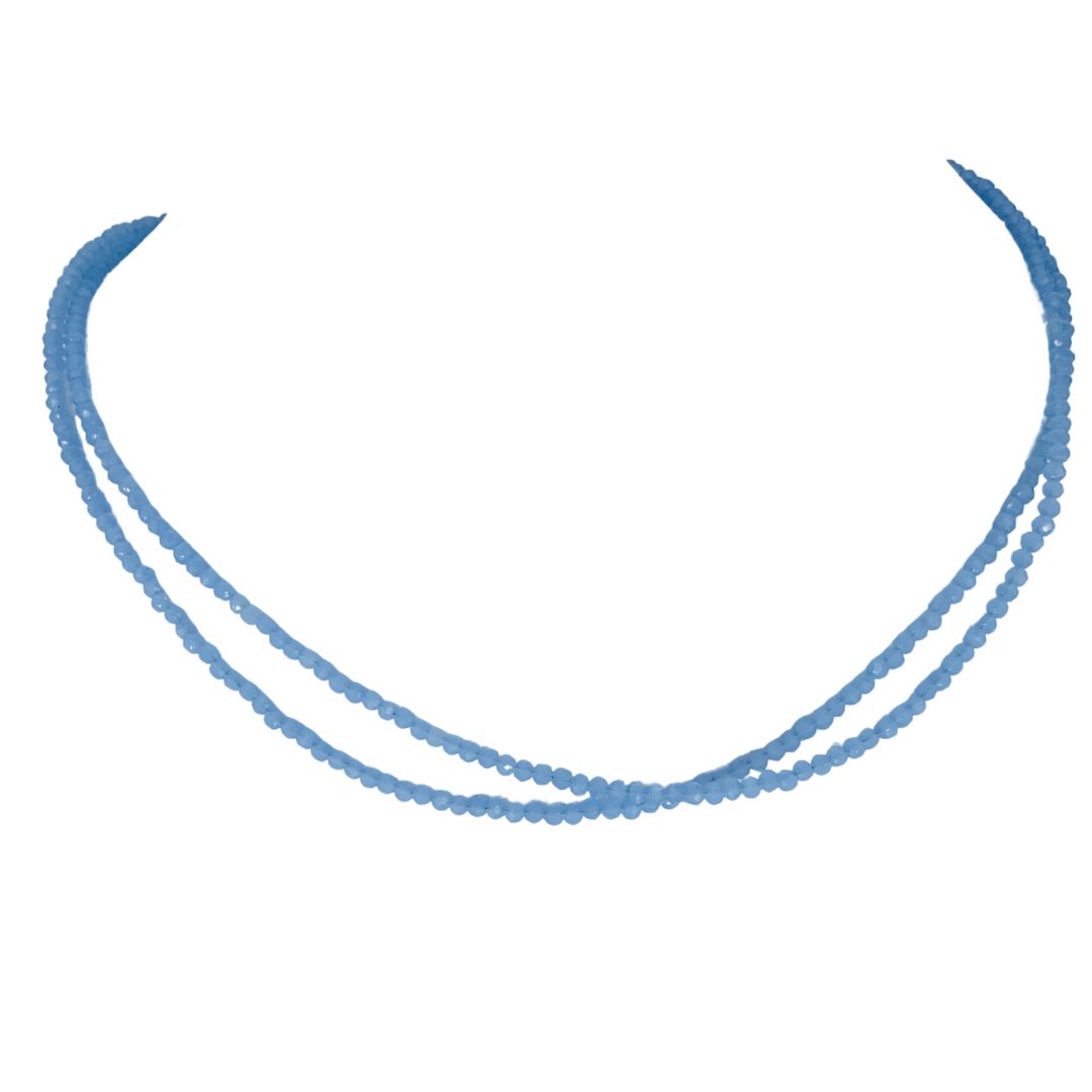 Double Strand Periwinkle Blue Bead Necklace