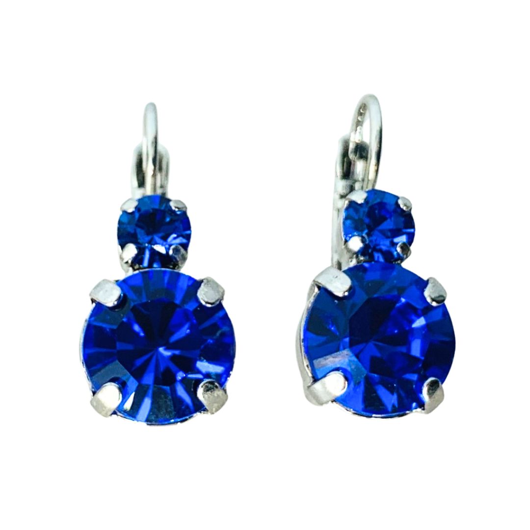 Mariana Double Drop Earrings in Royal Blue on Rhodium