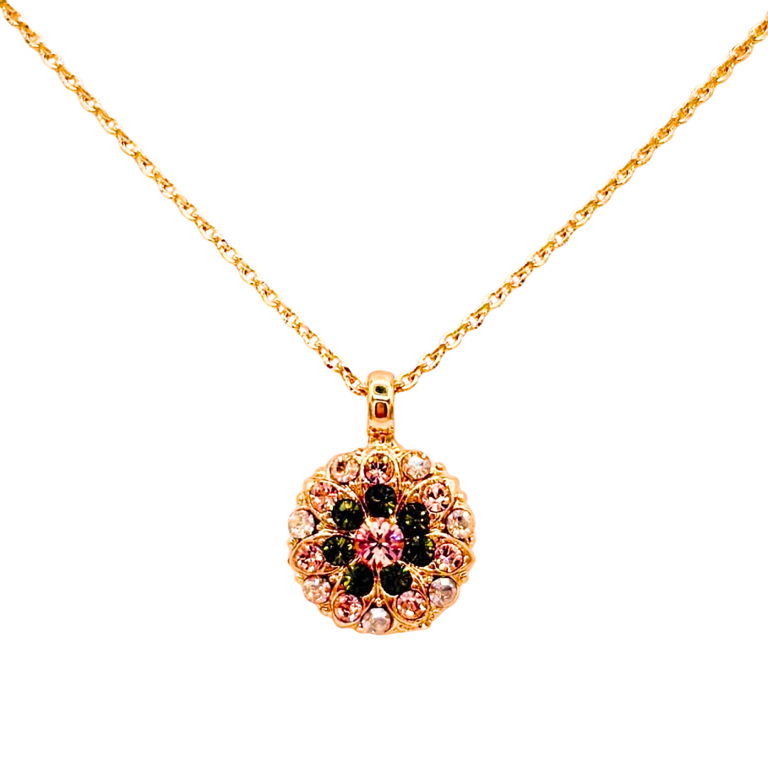 Mariana Guardian Angel Necklace in Olive Garnish on Rose Gold
