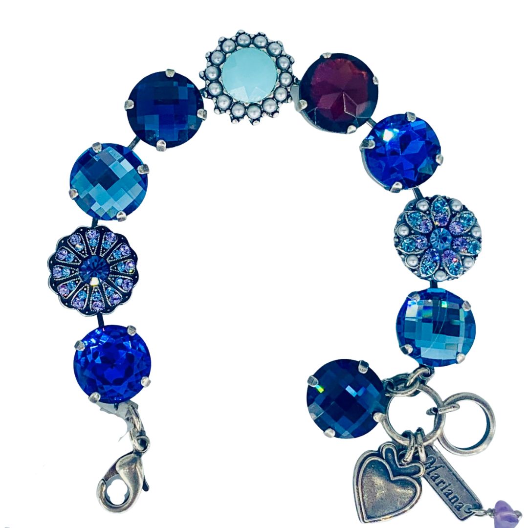Mariana Large Bracelet Electric Blue Round Elements on Silver