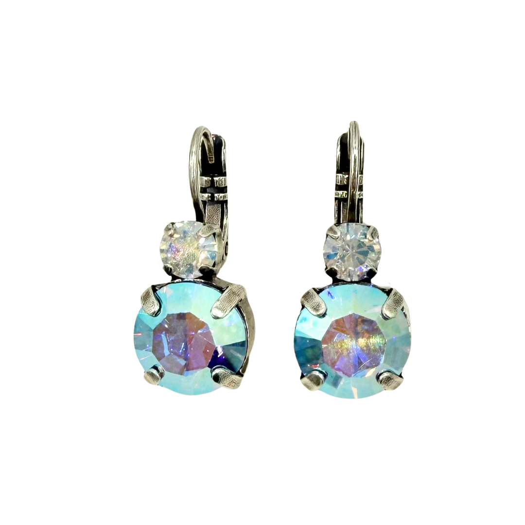 Mariana Double Drop Earrings in Bay Blue on Rhodium