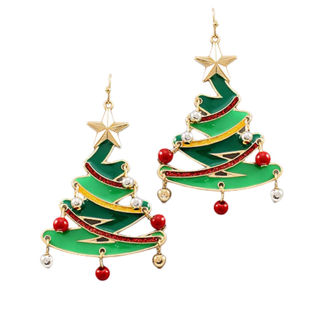 Enamel Christmas Tree  Earrings