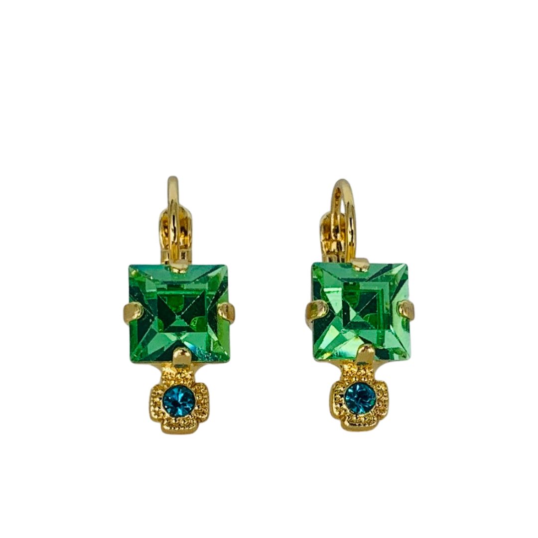 Mariana Small Square Drop Earrings in Ivy Villa on Gold