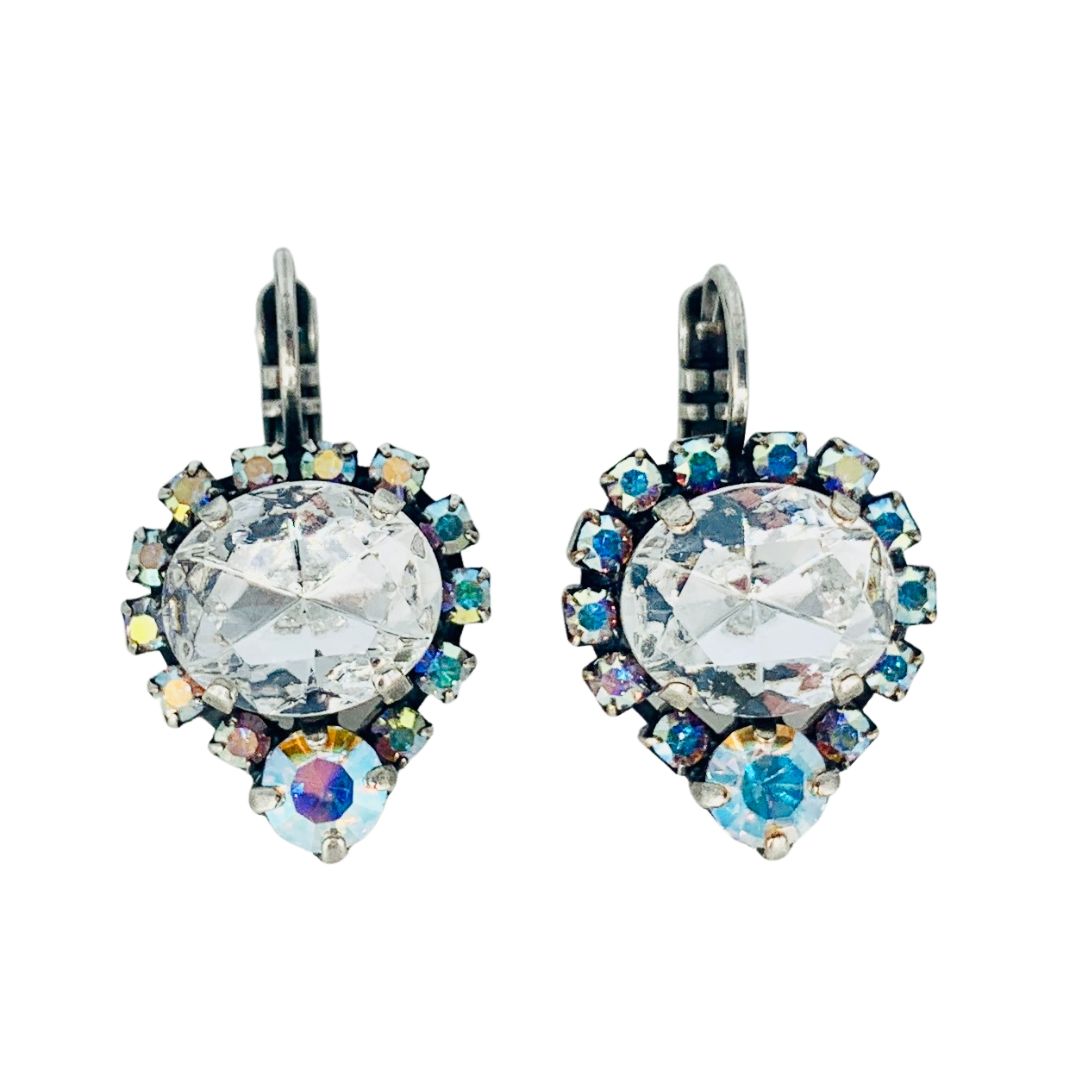 Mariana  Oval Halo Cluster Earrings Clear on Silver