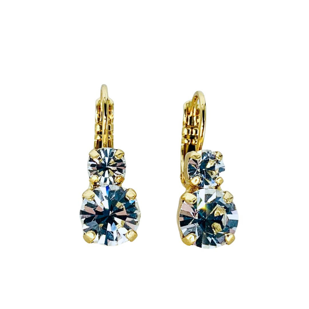 Mariana Small Double Drop Earrings Clear Gold Main image