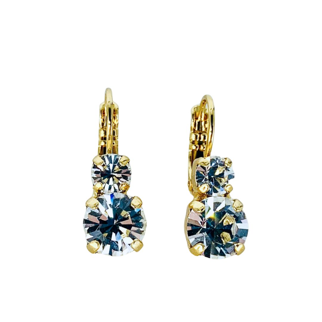 Mariana Small Double Drop Earrings Clear Gold