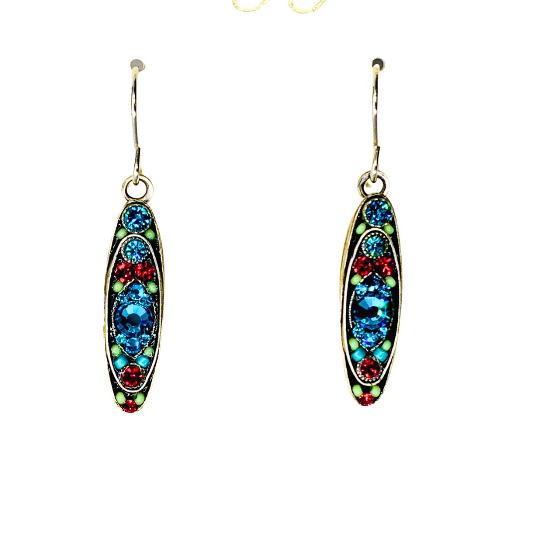 Firefly Mosaic Long Oval Earring in Blue Zircon/ Hope Dream