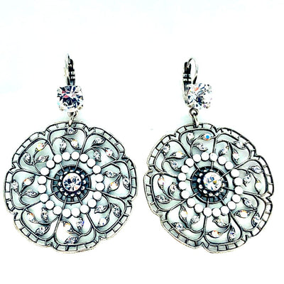 Mariana Earring Fancy Filigree Dangle Clear/AB on Rhodium