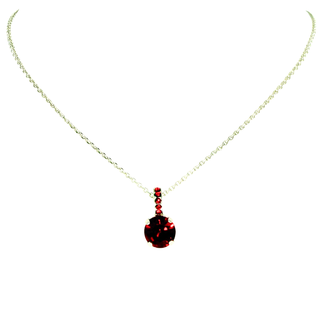 Mariana Simple Round Necklace Deep Red on Rhodium Main image