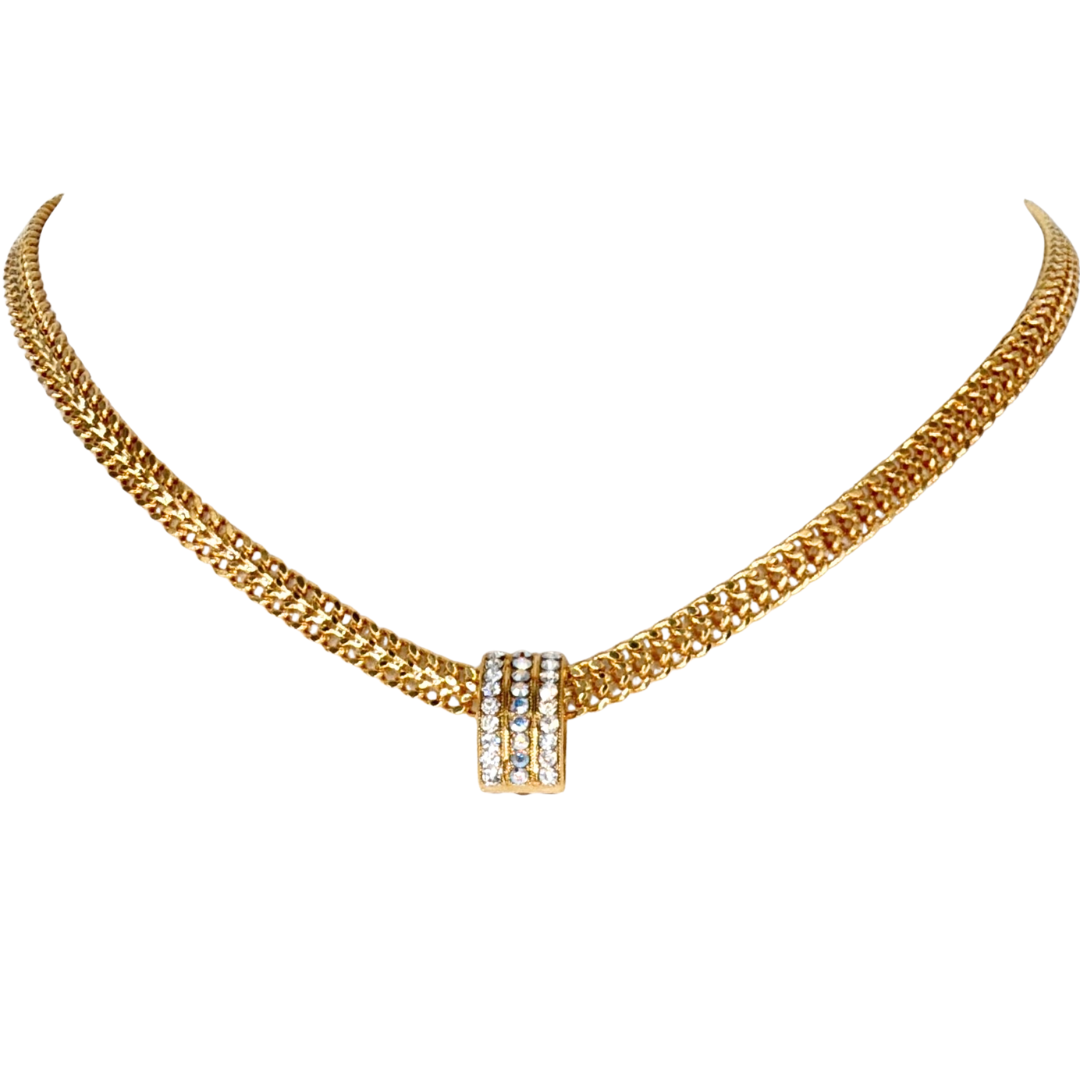Mariana Floating Pave Element on Chain Necklace Winds of Change on Gold Main image