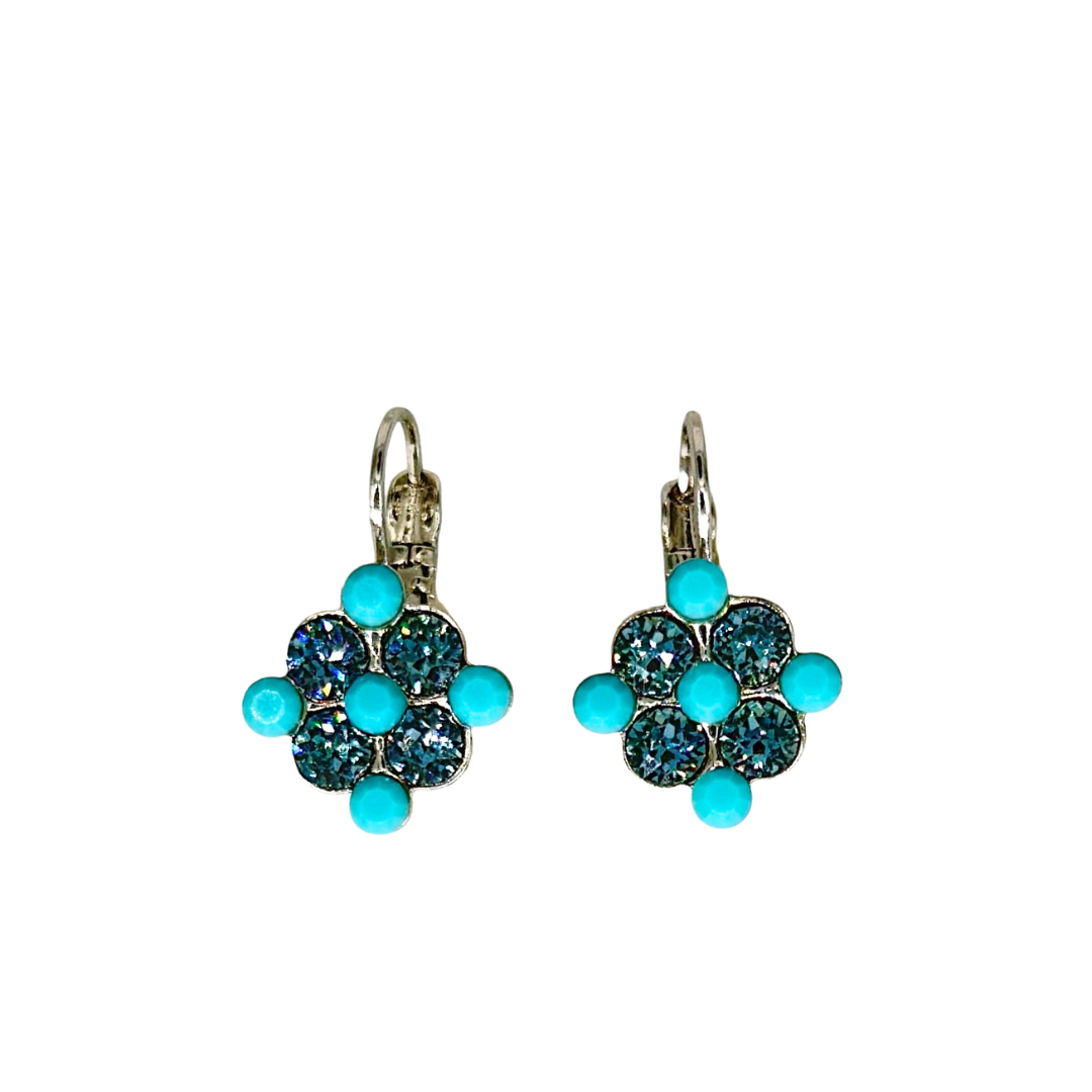 Mariana Diamond Shaped Cluster Earrings in Crystal Blue on Rhodium Main image