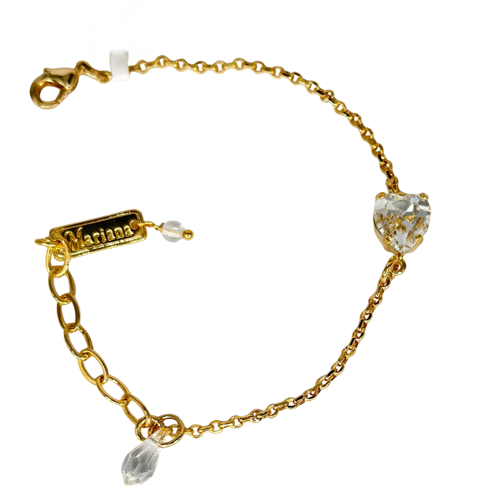 Mariana Petite Heart Bracelet Clear on Gold