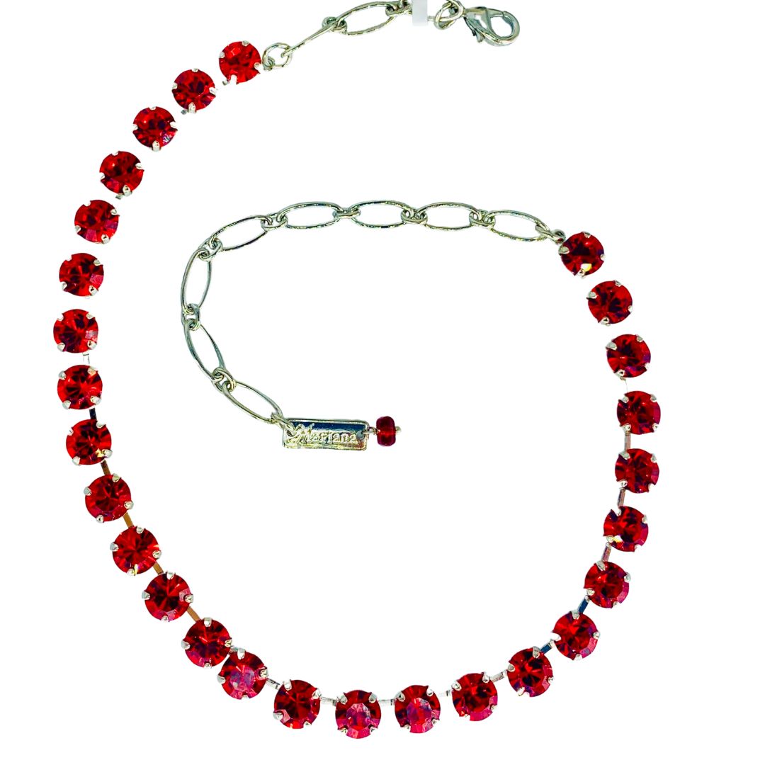 Mariana Necklace Bright Red on Rhodium