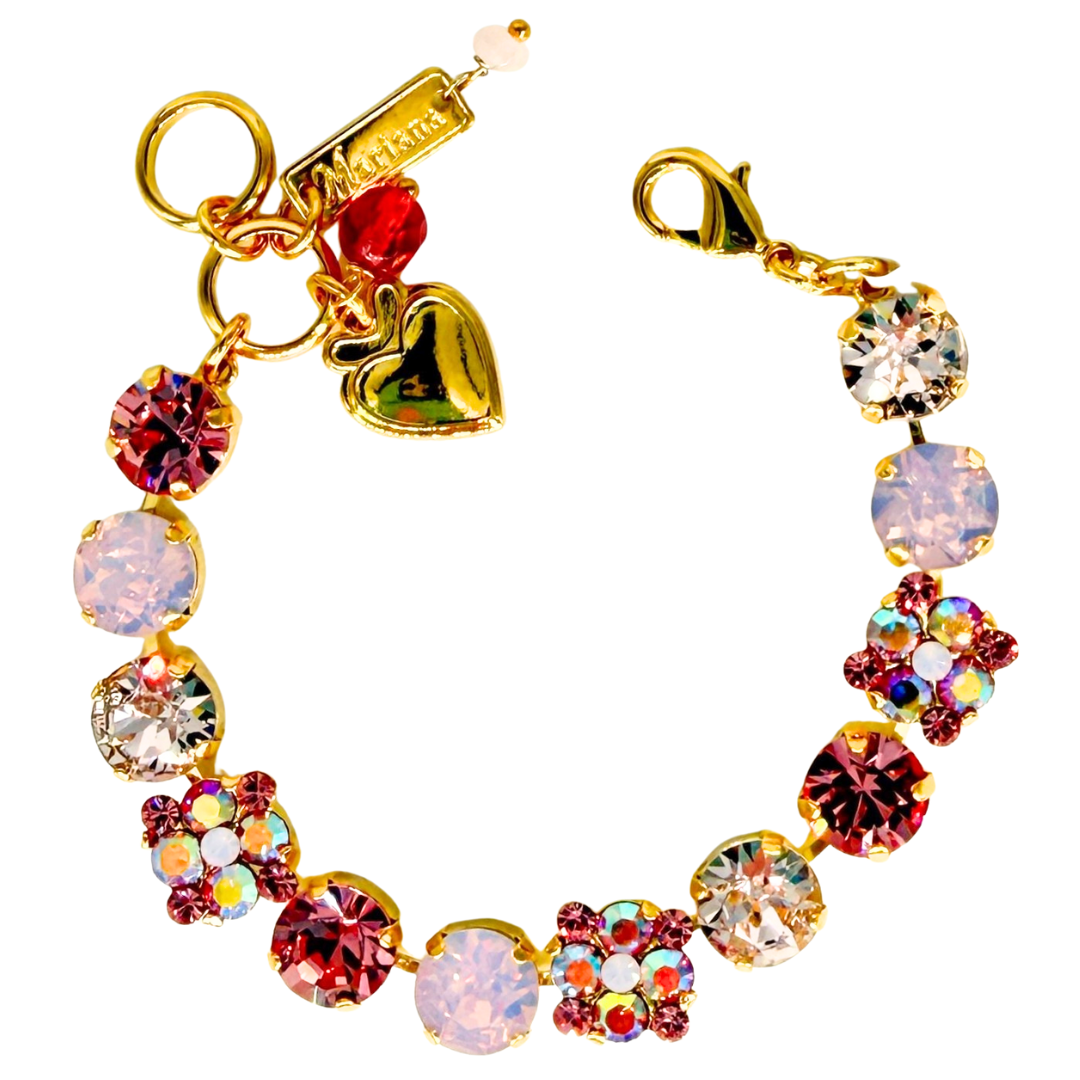 Mariana Quatrefoil Cluster Bracelet Flamingo on Rose Gold