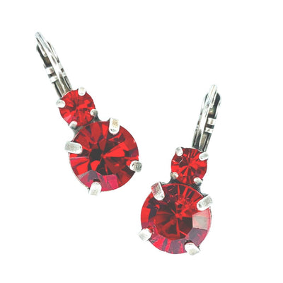 Mariana Double Drop Earrings in Bright Red on Rhodium