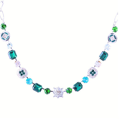 Mariana Emerald With Elements Necklace Circle of Life on Rhodium