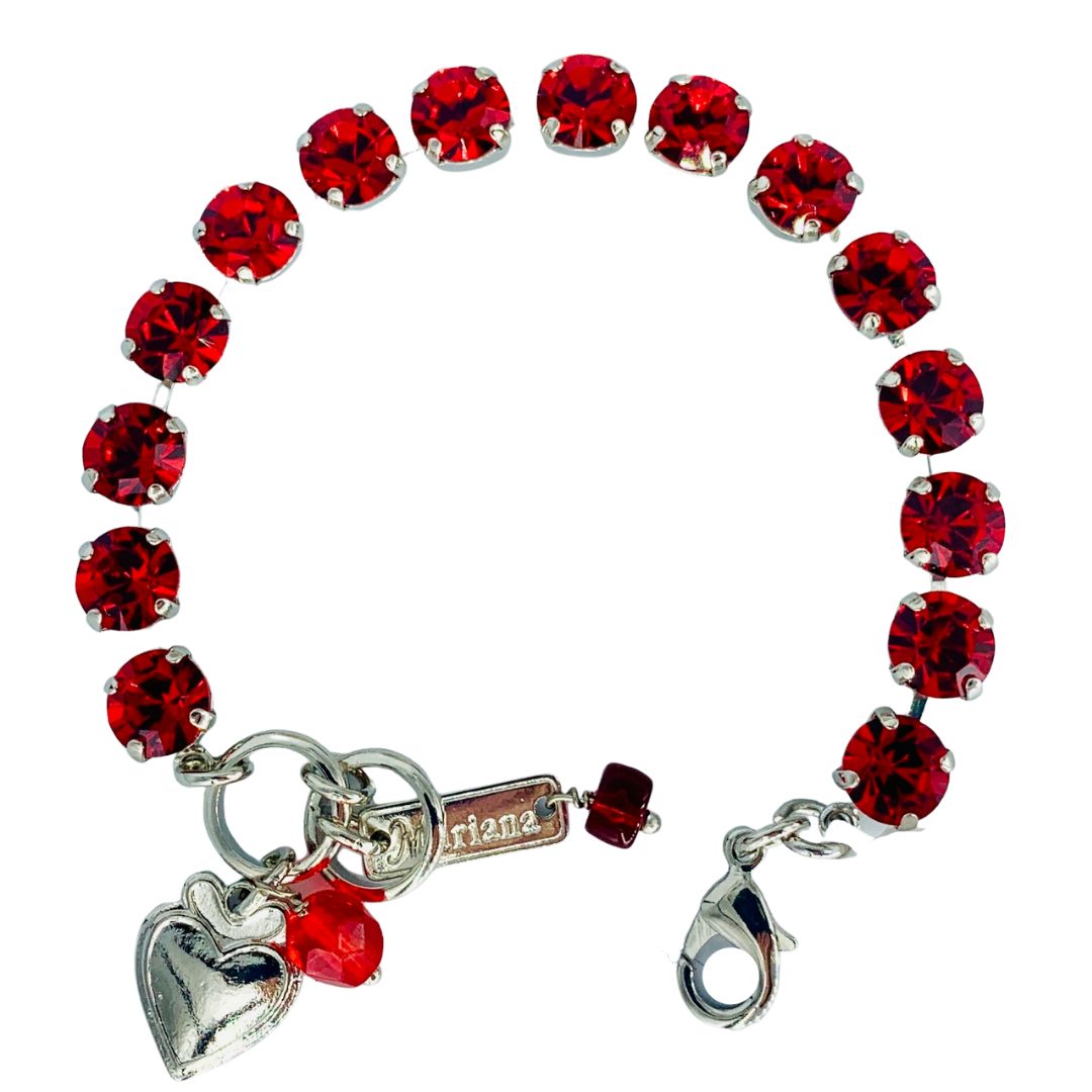 Mariana Football Red Plain Bracelet on Rhodium