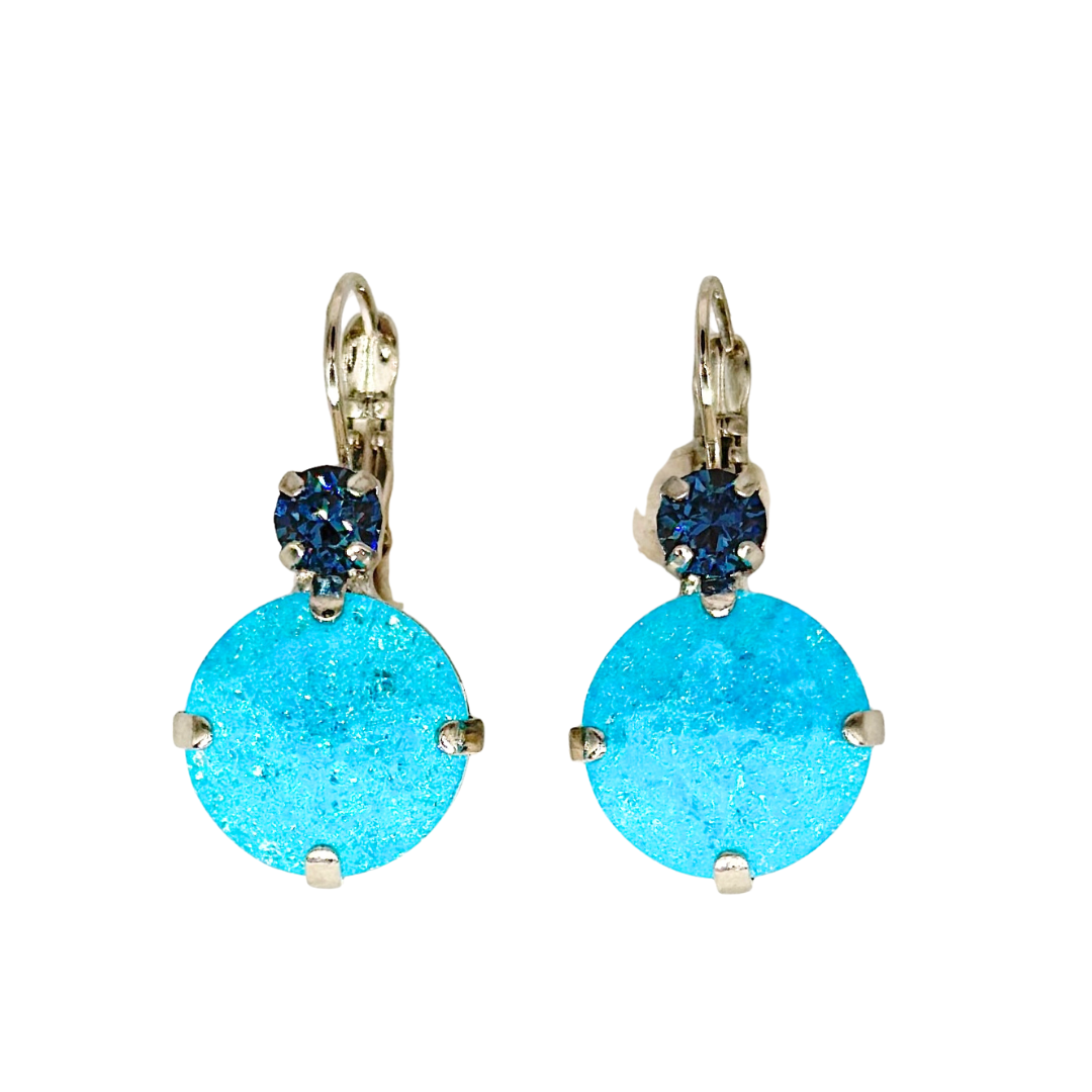 Mariana Large Earrings Deep Crystal Blue on Rhodium