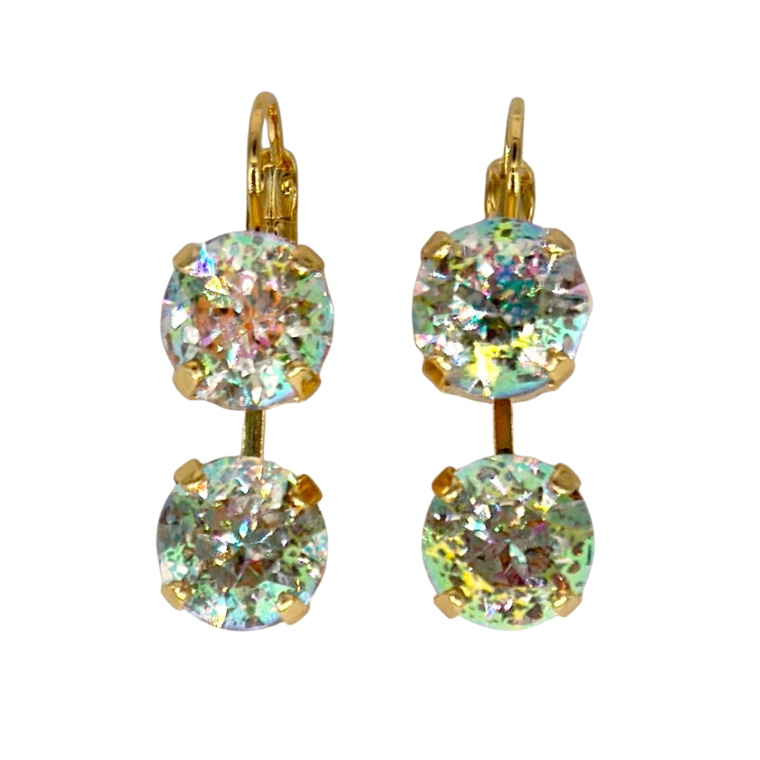 Mariana Large Double Drop Earring Clear Patina on Gold