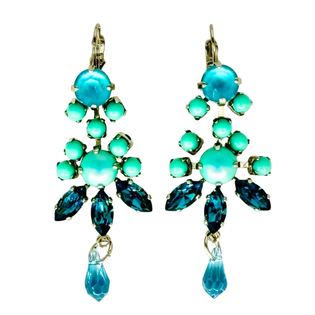 Mariana Earring Fancy Dangle Crystal Blue on Rhodium Main image