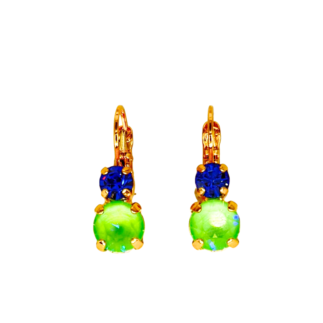 Mariana Earrings Small Double Drop Blue/Green on Gold Main image