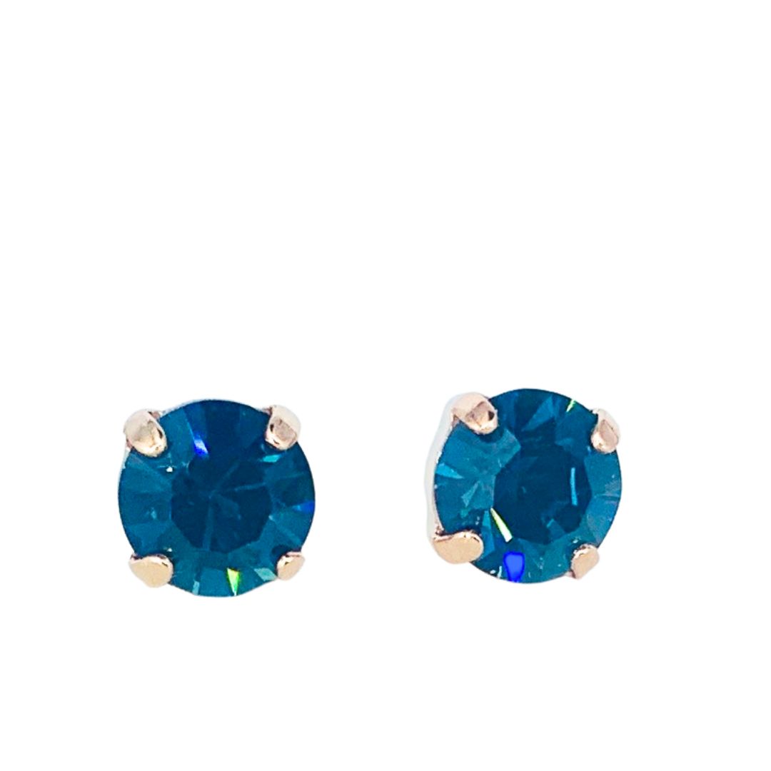 Mariana Stud Earring Navy Blue on Rose Gold POST