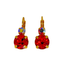 Mariana Double Drop Earrings in Red With Red AB on Gold