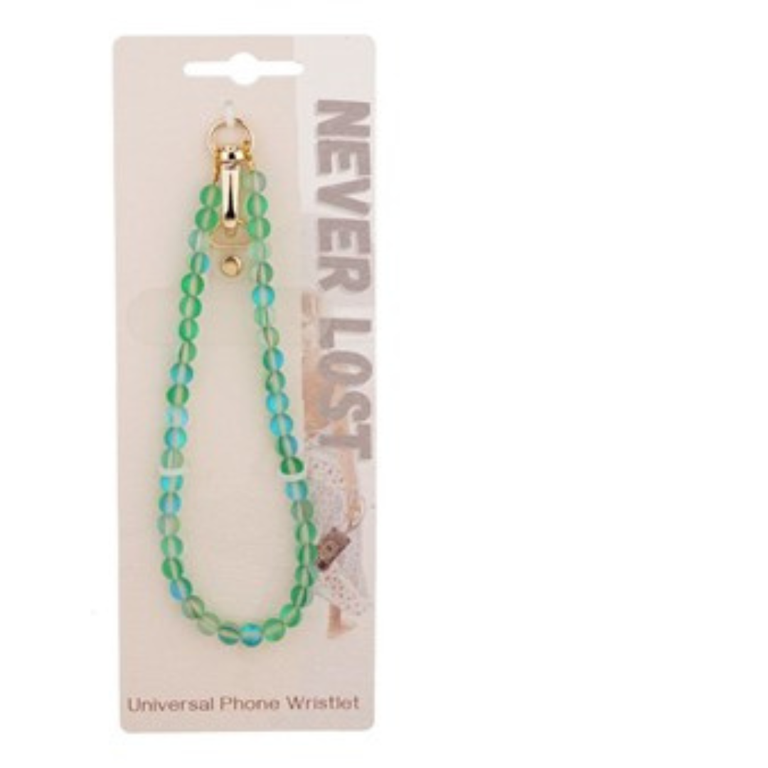 Green Beaded Phone Strap