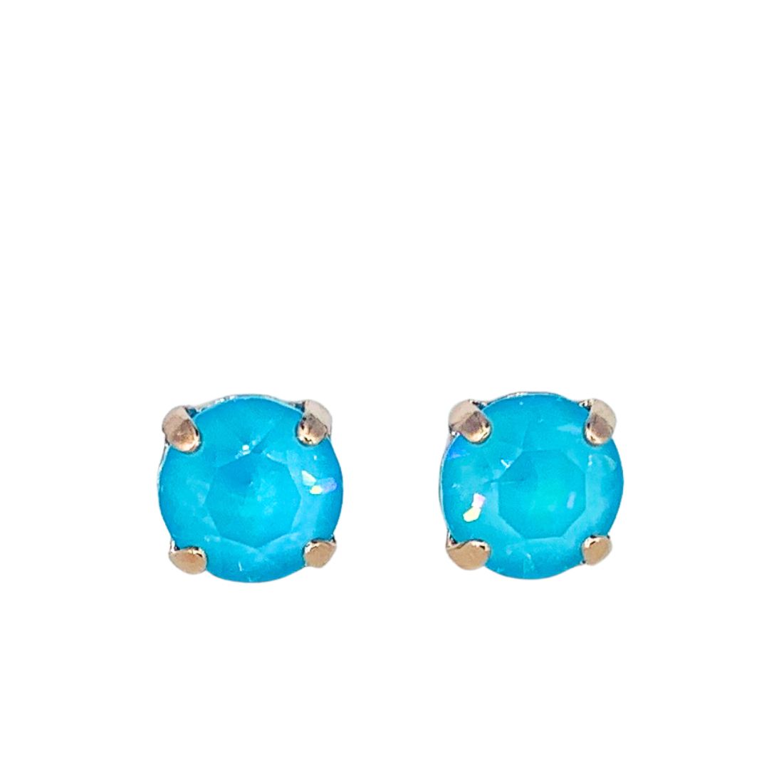 Mariana Stud Earring Sunkissed Ocean Blue on Rose Gold POST