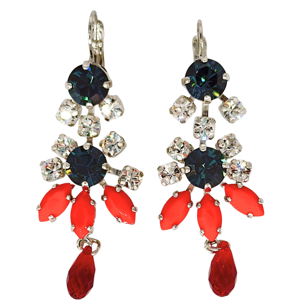 Mariana Earring Fancy Dangle RWB on Rhodium