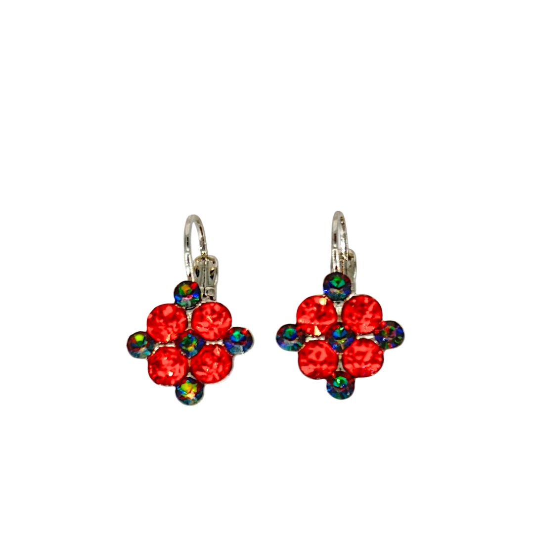 Mariana Diamond Shaped Cluster Earrings in Tiger Lilly on Rhodium Main image