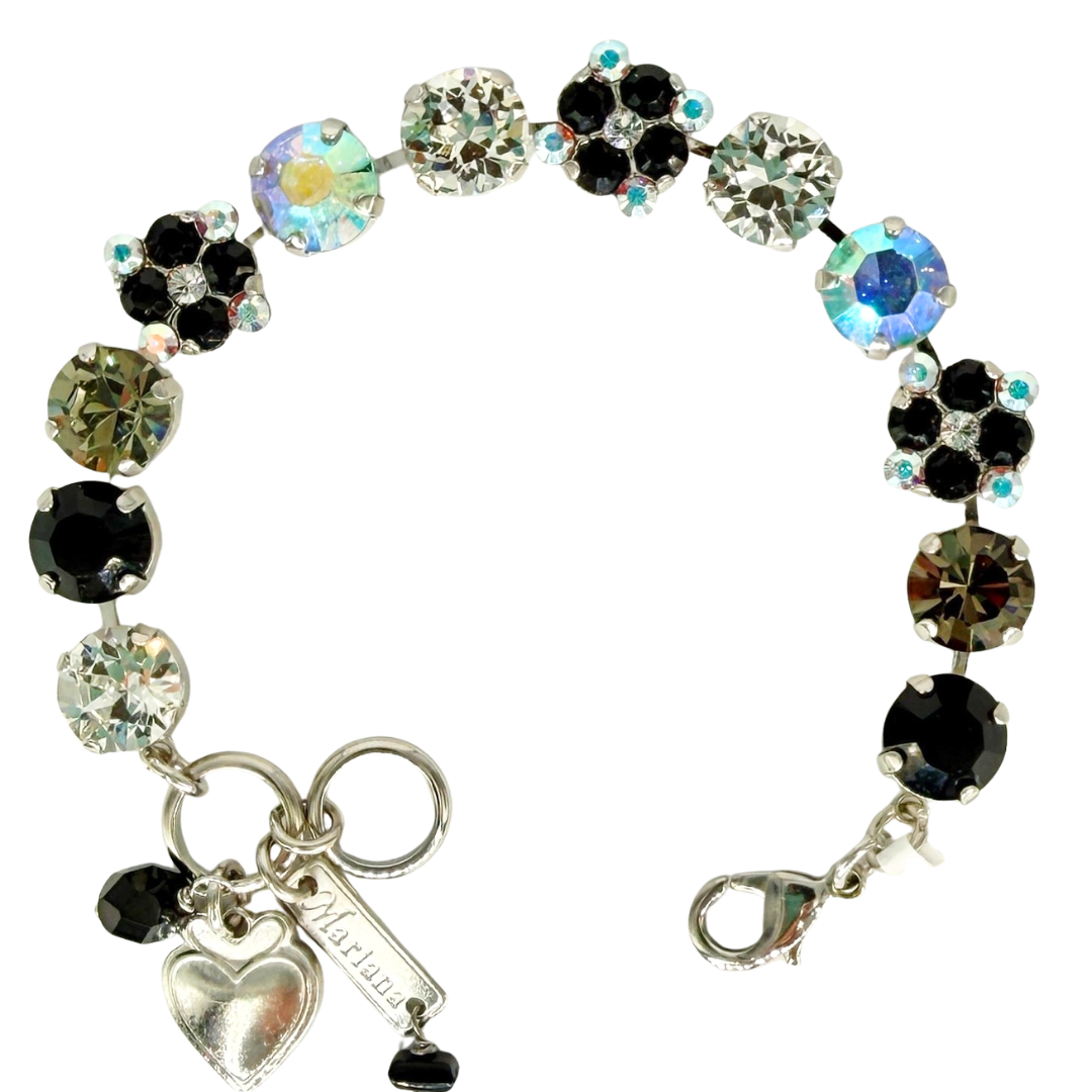Mariana Quatrefoil Cluster Bracelet Obsidian Shores on Rhodium Main image