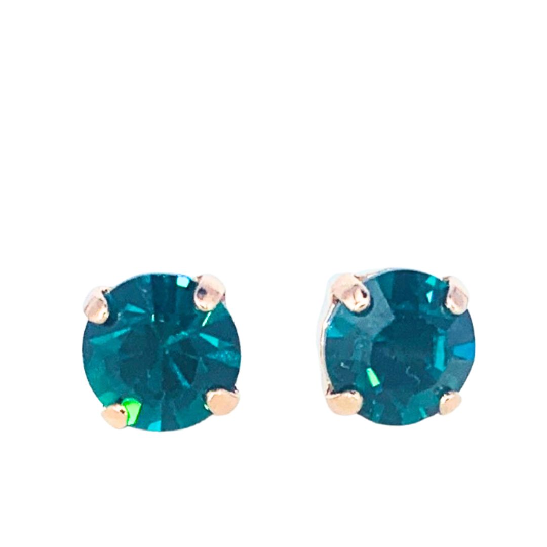Mariana Stud Earring Emerald Green on Rose Gold POST