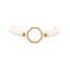 10MM White Freshwater Potato Pearls Stretch Bracelet With Worn Gold Octagon