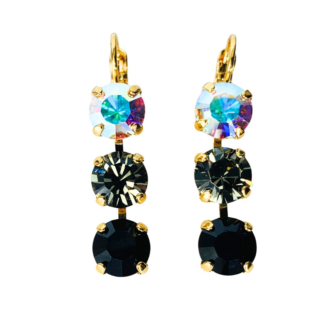 Mariana Earring Triple Drop Obsidian Shores on Gold