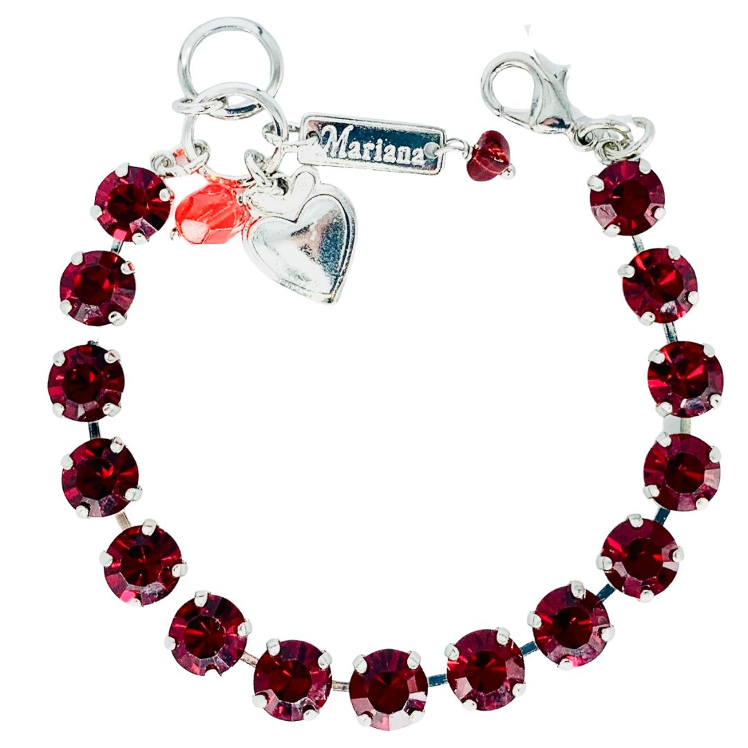 Mariana Deep Red Plain Bracelet on Rhodium