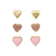 Pink Heart Earrings Stud Set of 3