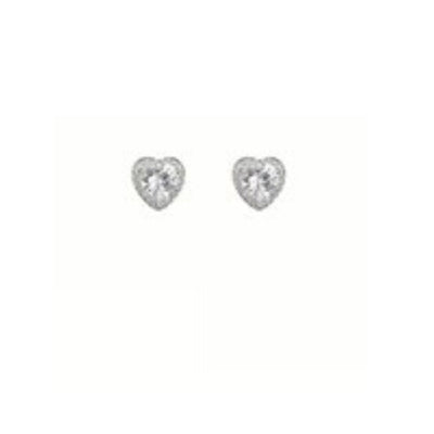 Crystal Heart Stud Earrings Rhodium