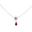 Mariana Guardian Cluster With Teardrop in Cranberry Crush on Rhodium