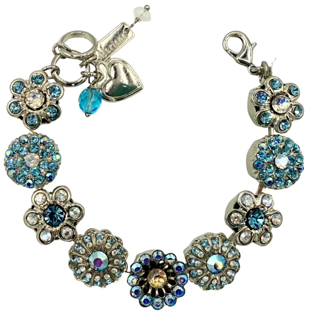 Large Mariana Flower Bracelet Bay Blue on Rhodium Main image