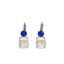 Medium Emerald Cut  Earring Blue/Clear on Rhodium