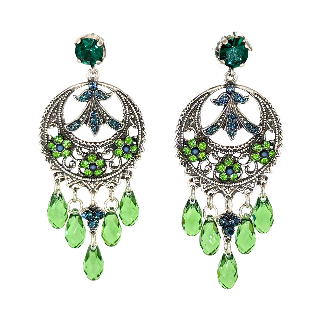 Mariana Earring BoHoFiligree Dangle Green/Blue on Silver