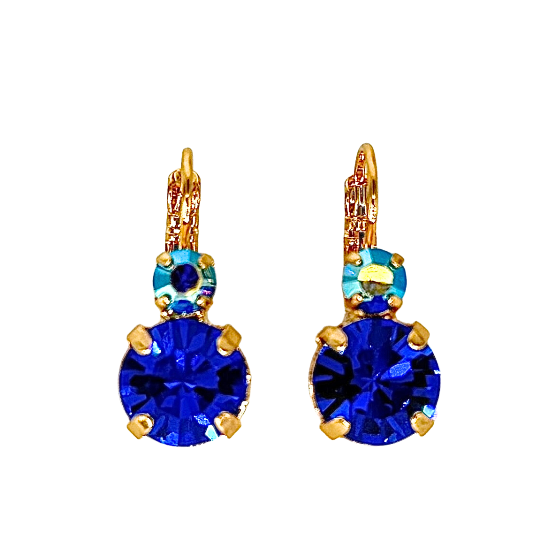 Mariana Double Drop Earrings in Royal Blue/AB on Gold