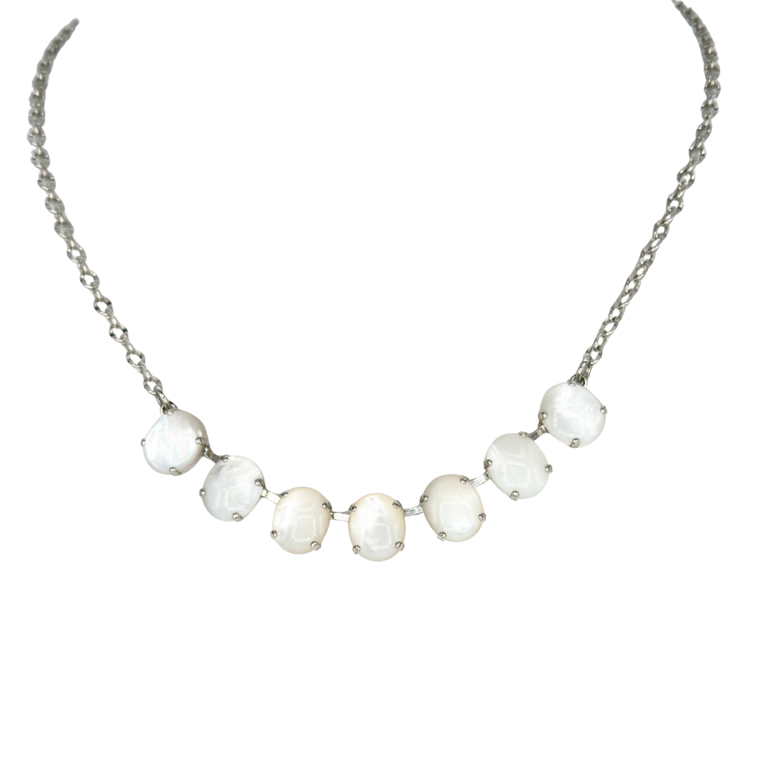 Mariana Seven Oval Necklace Mother of Pearl on  Rhodium Main image